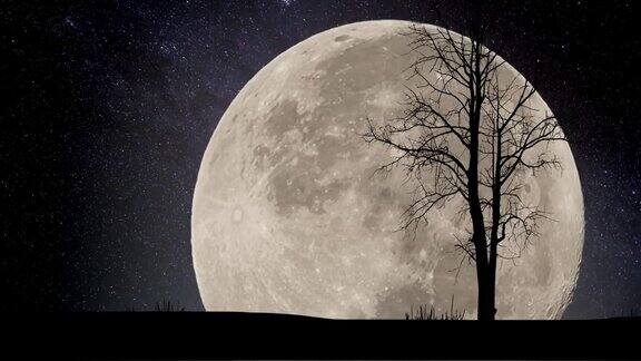 超级月亮夜星星时光流逝