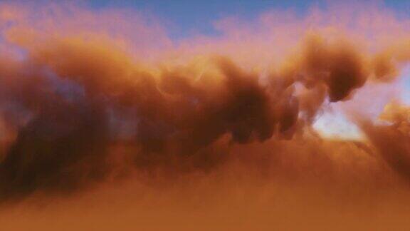 三维动画的一个巨大的沙尘暴在一个遥远的星球