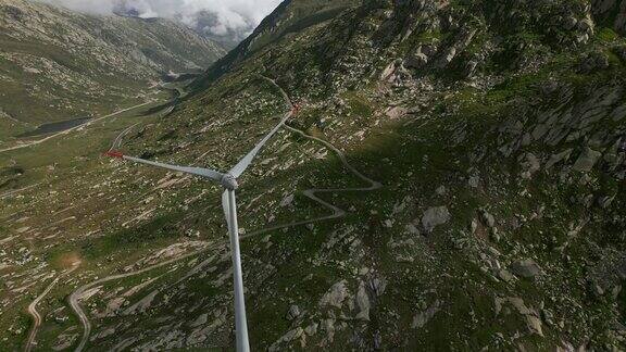无人机鸟瞰图风力发电厂生产可持续和可再生能源