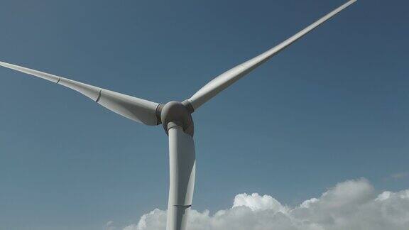大风车在天空背景可再生能源发电机涡轮机