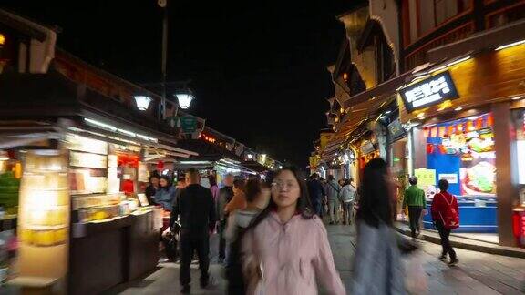 杭州市夜景时间点亮了中国著名的步行街步行街时间跨度为4k