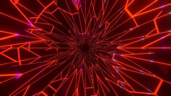 3D渲染霓虹灯隧道与科幻运动图形适合数字未来