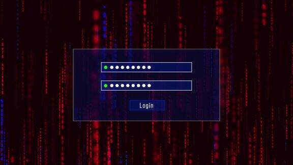 数字在屏幕上移动的二进制码数字背景和密码动画数字技术概念计算机语言hud界面黑客安全行矩阵背景
