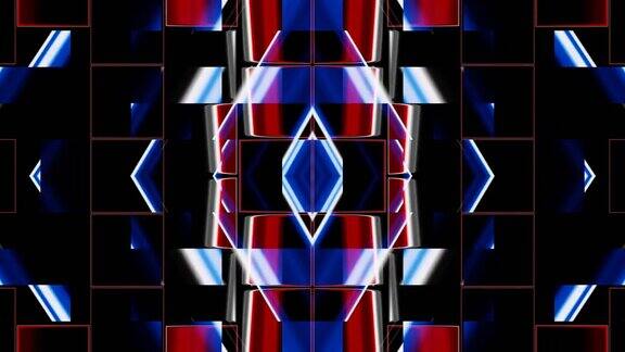 抽象闪烁的蓝色和红色霓虹灯箭头可视化dj循环动画