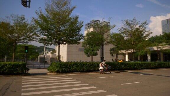 阳光明媚的傍晚深圳市区交通街道慢镜头全景4k中国