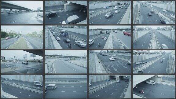16屏闭路电视摄像头监控交通道路