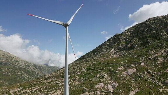 可持续的未来风力涡轮机鸟瞰图