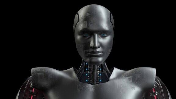 超级机器人在动他的头大数据正在加载人工智能人形