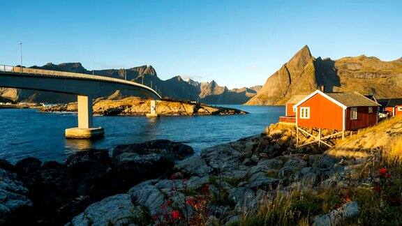 挪威罗浮敦岛美丽风景的时光流逝