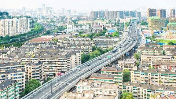 杭州道路交通与城市景观间隔拍摄4k