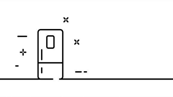 冰箱吃饭储存食物厨房家居家居冷藏冰箱电器一条线绘制动画运动设计动画技术的标志视频4k