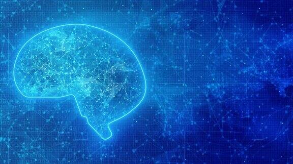4K技术人工智能AI大脑循环动画数字数据概念
