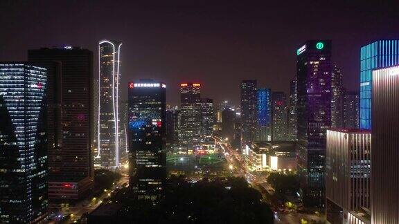夜光杭州市区交通建设场航拍全景4k中国