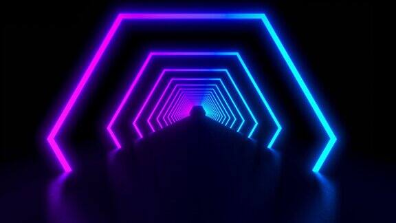 紫色和蓝色霓虹科幻隧道VJ4K-25FPS