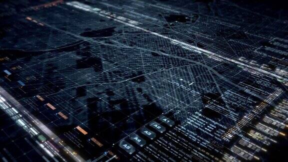 未来HUD全息数字城市地图