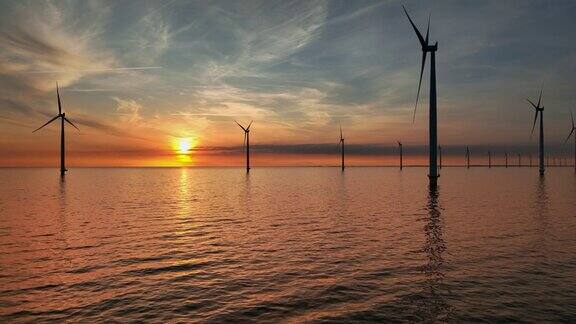 海上风力发电园内的风力涡轮机