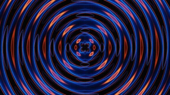 蓝色和橙色旋转圈催眠能量vj循环动画