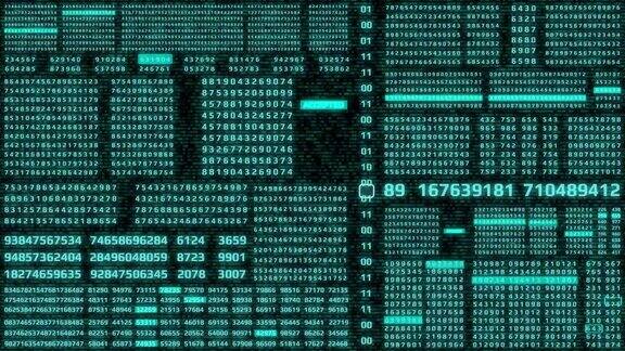 HUD未来数字数据数字代码动画屏幕保护程序背景