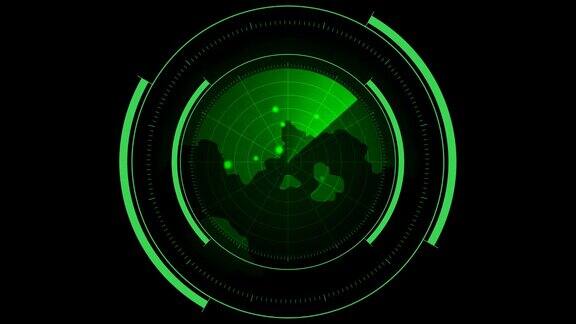 雷达HUD屏幕动画与移动目标潜艇和舰艇的声纳屏幕雷达声纳与目标在地图上未来HUD导航显示器