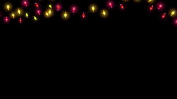 圣诞花环透明背景发光的彩色灯泡闪闪发光圣诞节新年