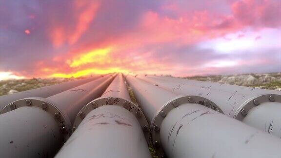 工业气体管道夕阳天空背景