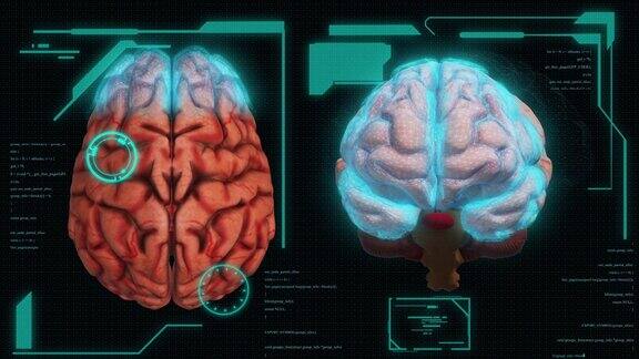 数字大脑扫描HUD屏幕动画