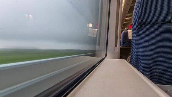 窗外高速列车行驶的景象间隔拍摄4k