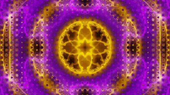 紫色和橙色的抽象圆圈波dj循环动画背景