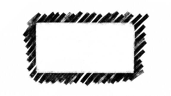 画涂鸦边界周围的一个白色空间定格动画在一个白色背景
