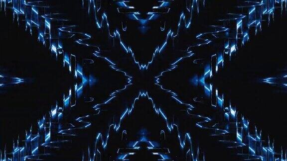 抽象闪烁的蓝色霓虹灯箭头dj循环动画背景