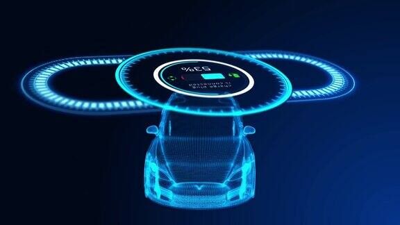 未来HUD自动驾驶汽车高科技屏幕显示设计动画