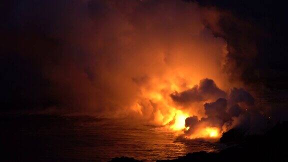 夏威夷活火山冒泡熔岩