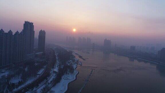 中国吉林市冬季建筑景观
