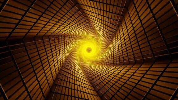 黄色螺旋科幻隧道声视效果vj循环
