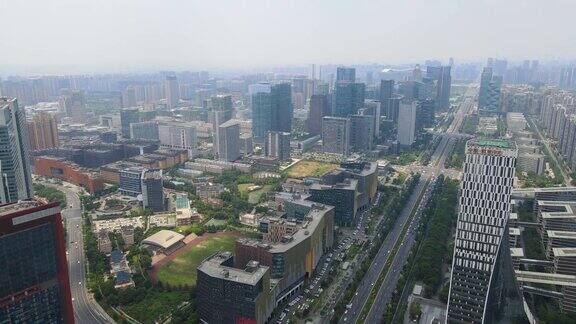 航拍中国成都中心商务区的建筑景观