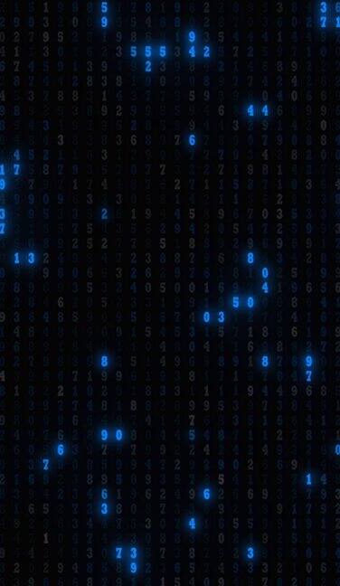 二进制数字蓝色背景数字在屏幕上移动数字技术概念计算机语言hud界面黑客安全行矩阵背景垂直股票视频