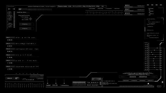 技术用户界面和vewfinder数据显示SciFiHUD帧控制面板HUD技术信息图黑色背景阿尔法光亮度通道