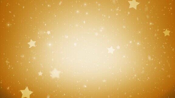 金色的星星形状与雪花散景