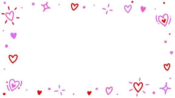 4K高清涂鸦可爱的爱心情人节纸屑矩形边框边框手绘绘制卡通舞蹈线定格动画最小循环动画运动图形粉红色红色黑色绿色屏幕背景