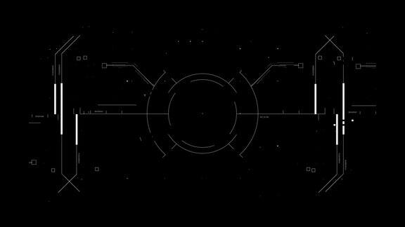 科幻未来HUD目标与计算机数据屏幕高科技概念动画黑色背景