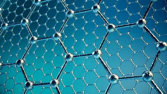 石墨烯原子纳米结构可循环动画蜂窝状的纳米管纳米技术与科学三维动画