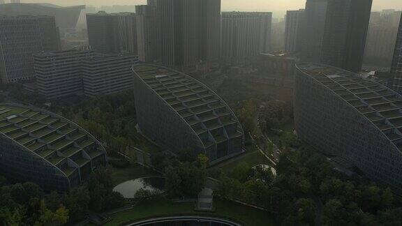 日落时分成都国家金融中心综合体航拍4k中国全景图