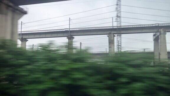 雨天武汉到深圳火车公路旅行停止窗口pov全景4k时间流逝中国
