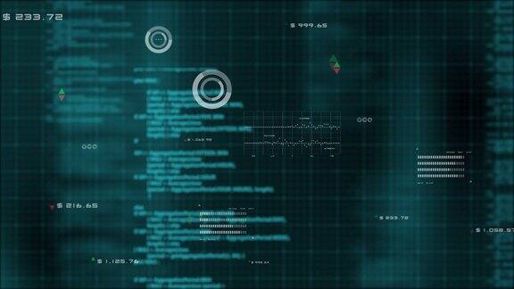 未来3D证券交易所金融图形图表电脑屏幕AI云计算技术HUD界面商业金融投资符号人工智能大数据分析