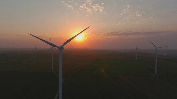 在风力涡轮机领域的日落