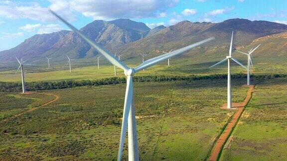 风力涡轮机无人机和可持续发展农村环境和领域的生态友好气候变化和资源背景绿色能源和电力生产来自风车发电