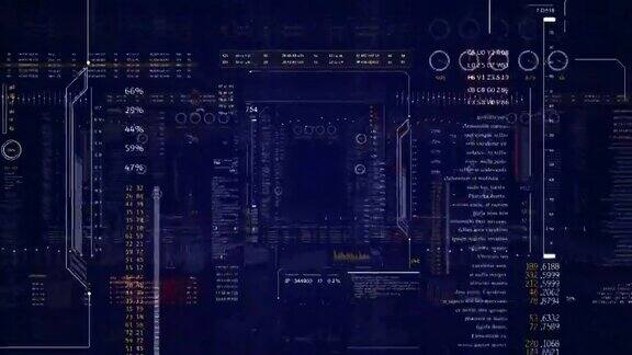 无缝HUD技术用户界面带有HUD元素和数字信息图的科幻屏幕