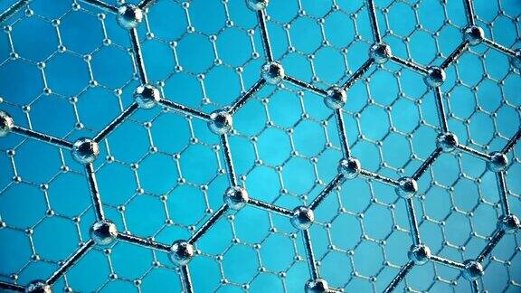 石墨烯原子纳米结构可循环动画蜂窝状的纳米管纳米技术与科学三维动画