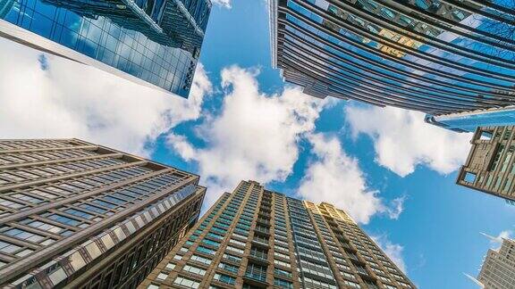 时间流逝芝加哥市中心摩天大楼的上升角度