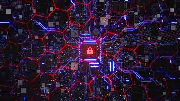 安全的人工智能计算机系统高科技网络安全锁的象征